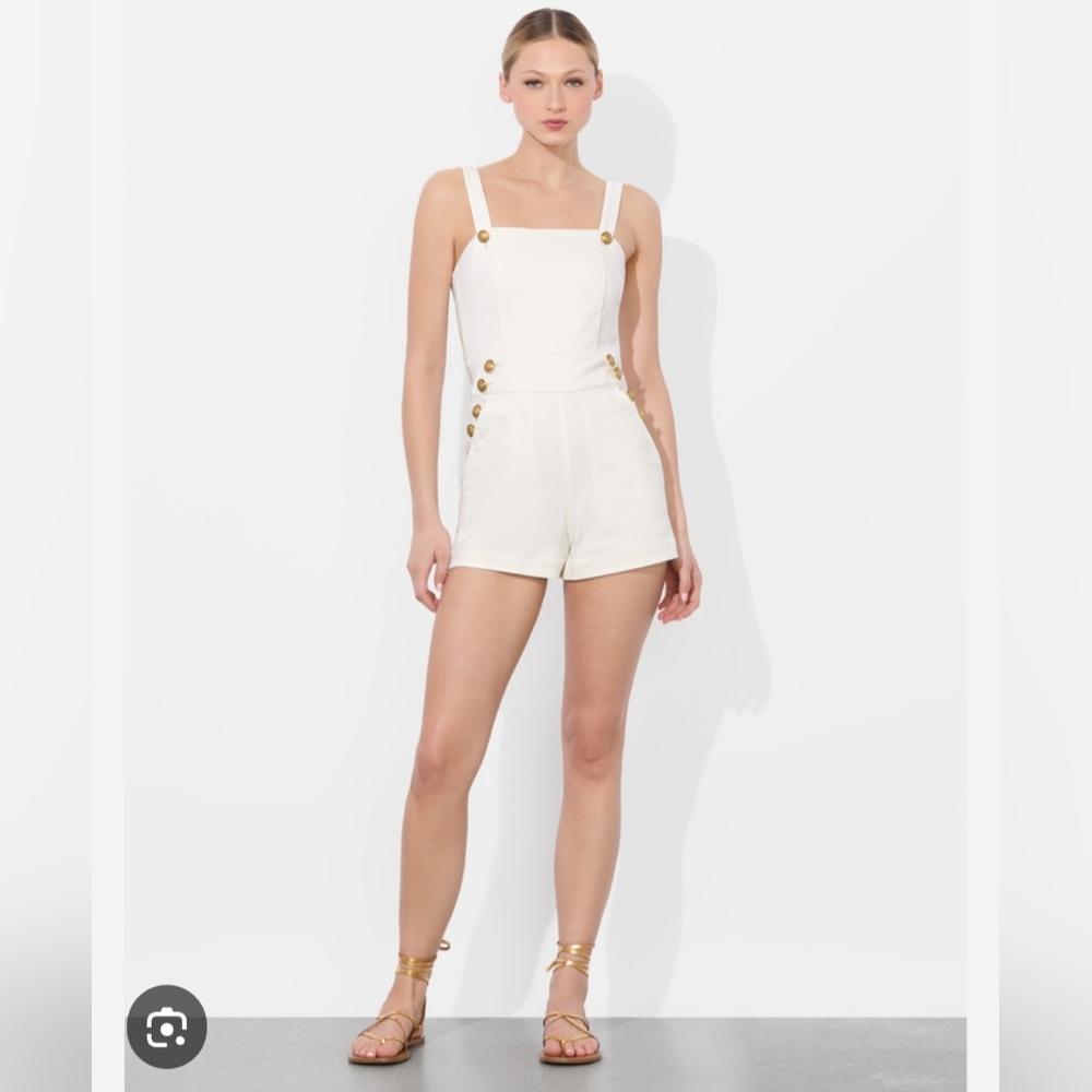 NWT Alice + Olivia Vita Off-White Romper with Button Detail